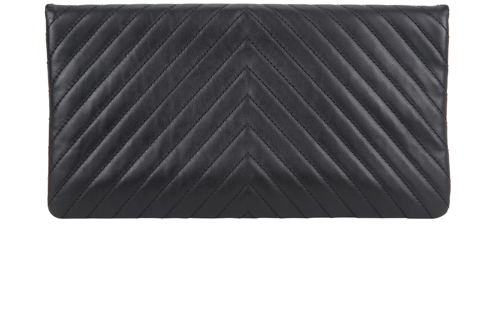 Fold Chevron Clutch, &pound;950, Handbags, Black, Leather, Back view